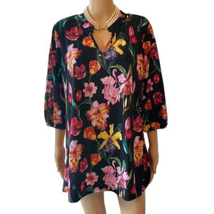 Lidy 3/4 Sleeve Boho Floral Casual Spring Summer Top Blouse Women Size L-XL